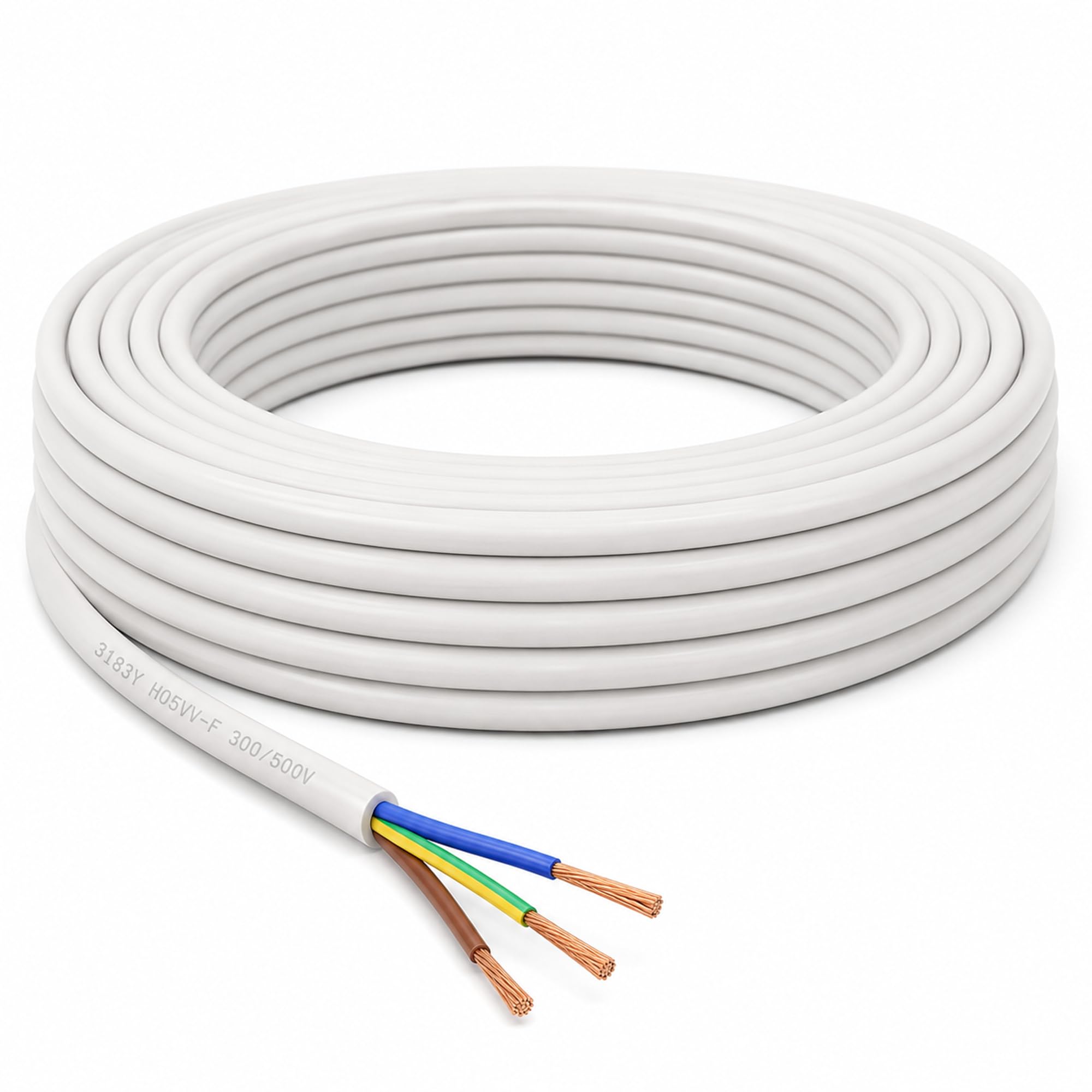 LampStation 3183Y 3 Core Round Flex Cable 2.5mm White Mains 1 Metre — image 1