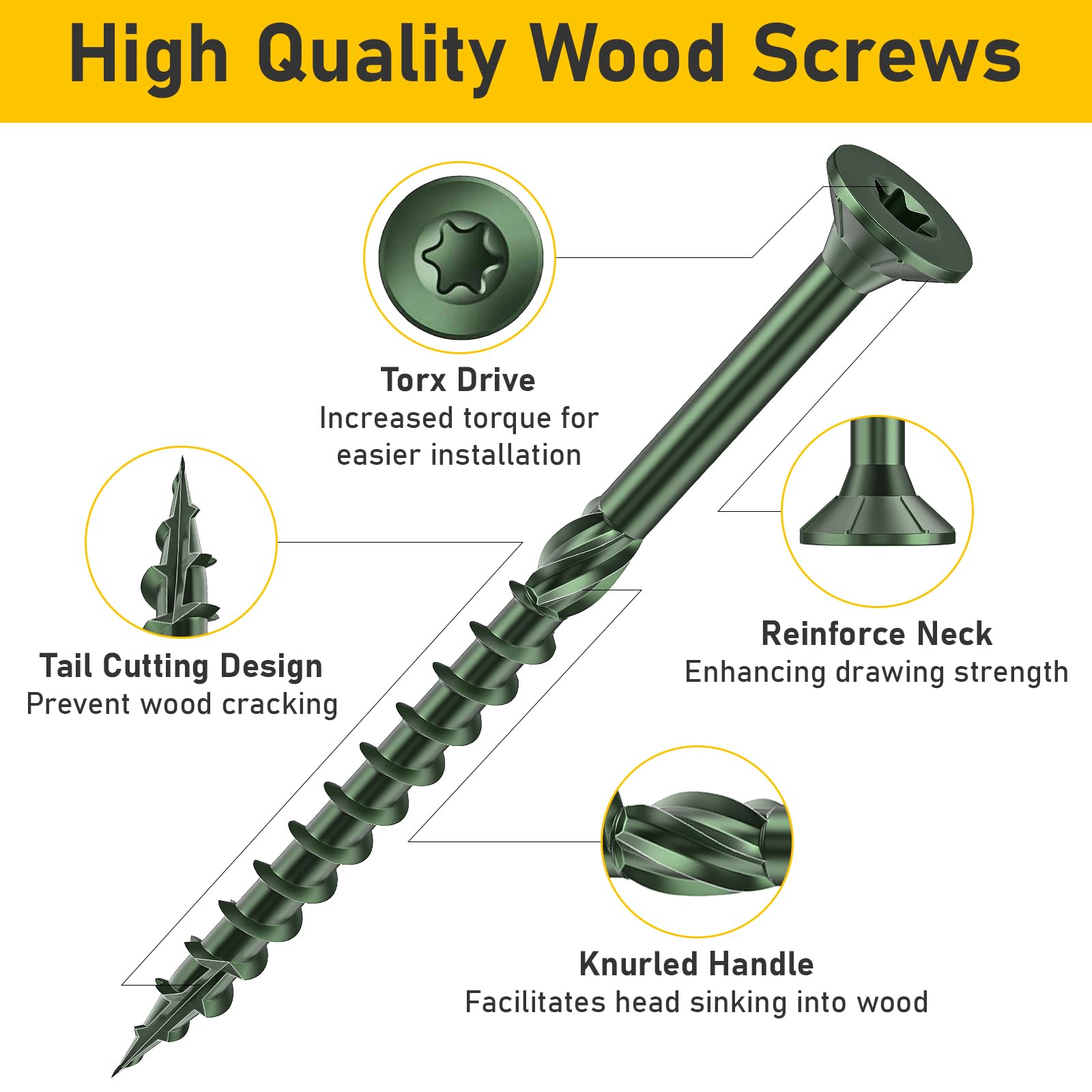 Valorada 50Pcs Decking Screws 4.2 x 38mm, Wood Screws, Outdoor Heavy-Duty Screw, Torx Drive - Image 3