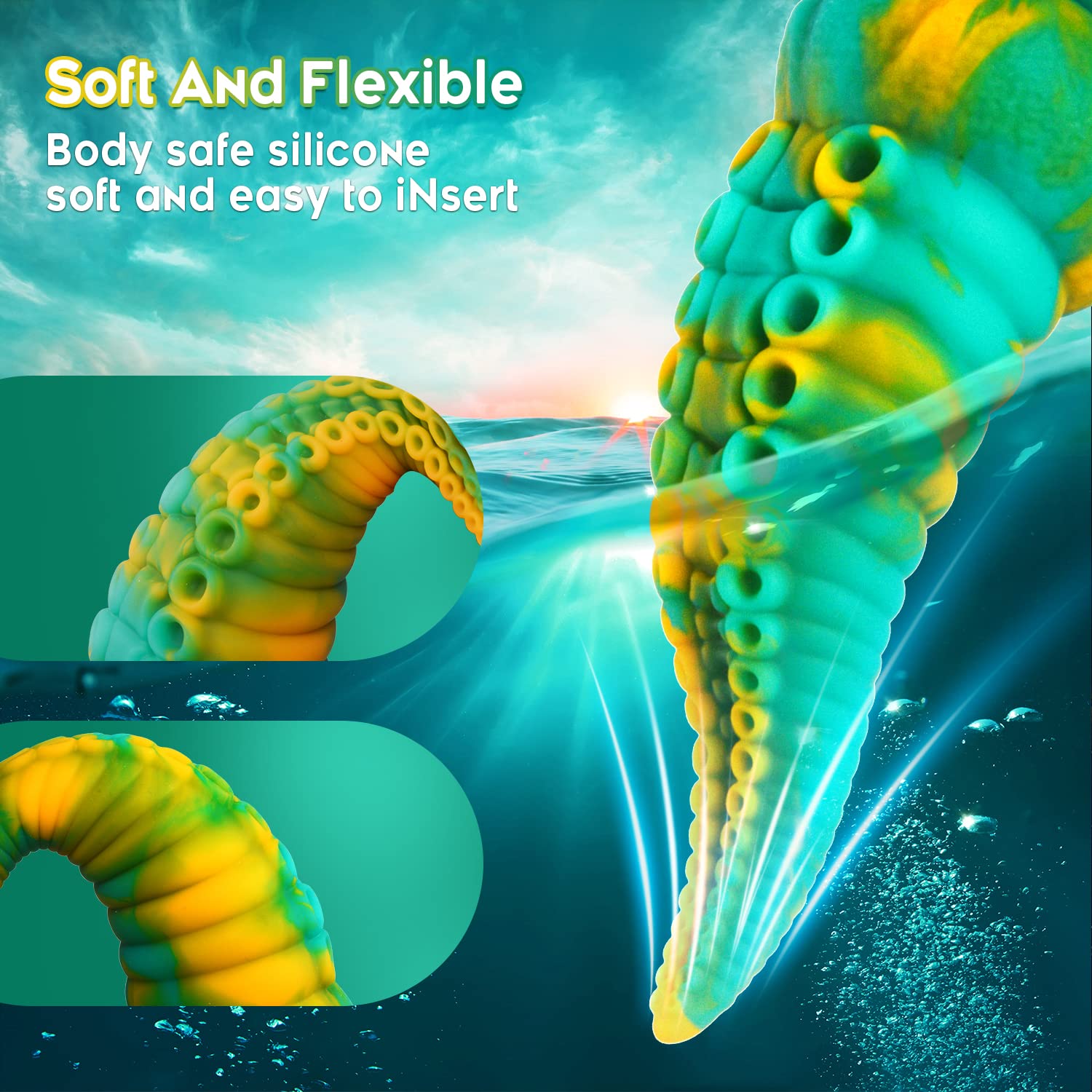 Tentacle Dildo Adult Sex Toys: 7.5" Luminous Thick Monster Dildo with Suction Cup, Big Dildos Liquid Silicone Dragon Dildos for Women, Anal Toys Prostate Massager for G Spot & P Spot