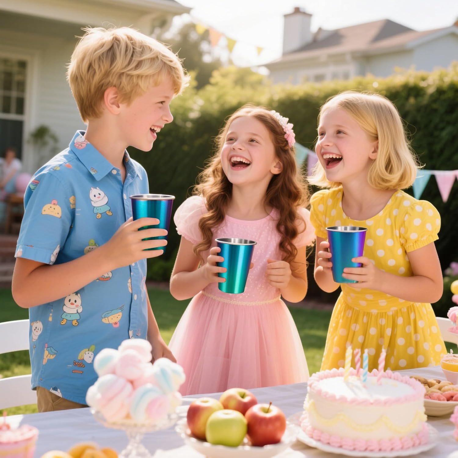 4 Pack 8oz Stainless Steel Cups, Stainless Steel Rainbow Electroplating Beer Pint Cups, Stainless Steel Tumbler for Home & Outdoor Activities, Stackable Drinking Glasses, Reusable, BPA Free - Image 7