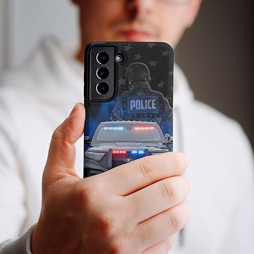 Miniatura 7 de Funda de teléfono personalizada para oficial de policía de automóvil, bandera estadounidense, policía, regalos con nombre personalizado, para marido