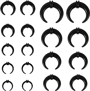 ZS 9 Pairs Pincher Tapers Septum Rings, Acrylic Buffalo Horseshoe Stretcher Expander Piercing Kit for Stretching Pierced Nose Ear Gauge 9 Size 14G - 00G