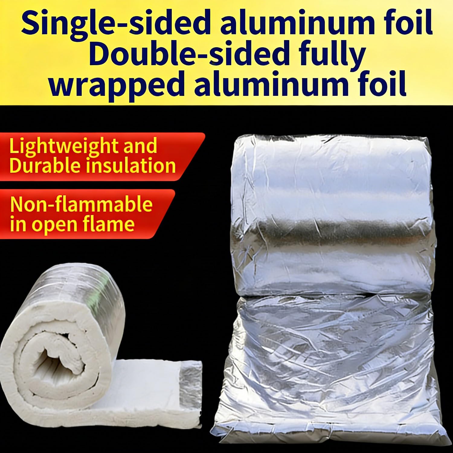 Keramikfaserdecke feuerfeste Isolierung Aluminiumsilikat Keramikfaser feuerfeste Aluminiumfolie Isoliermatte für Pizzaöfen Grill 10mm(Size:61cm*15m)