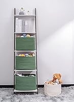Vista 4 de Green 3 Pack Shelf Cube Storage Organizer Bins,Decorative Closet Storage Basket for Organizing,Skin-friendly Rope Basket for Shelves,Rectangular