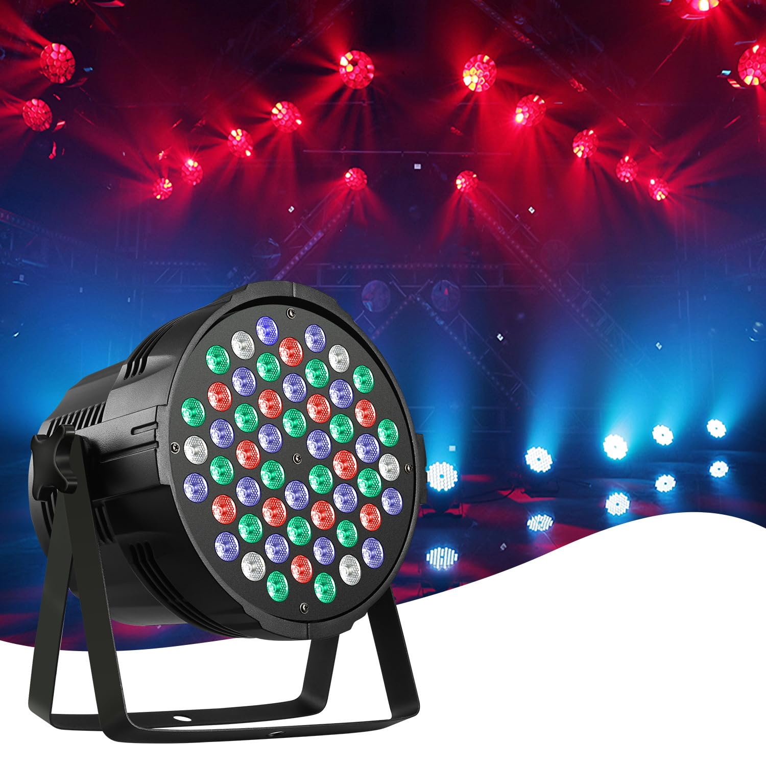 YXFAZPP LED Stage Lights 54 x 3W Par Lights RGBW 4-in-1 Uplights, Sound Activated Auto Play by Remote & DMX Control Strobe Effect DJ Light Uplights