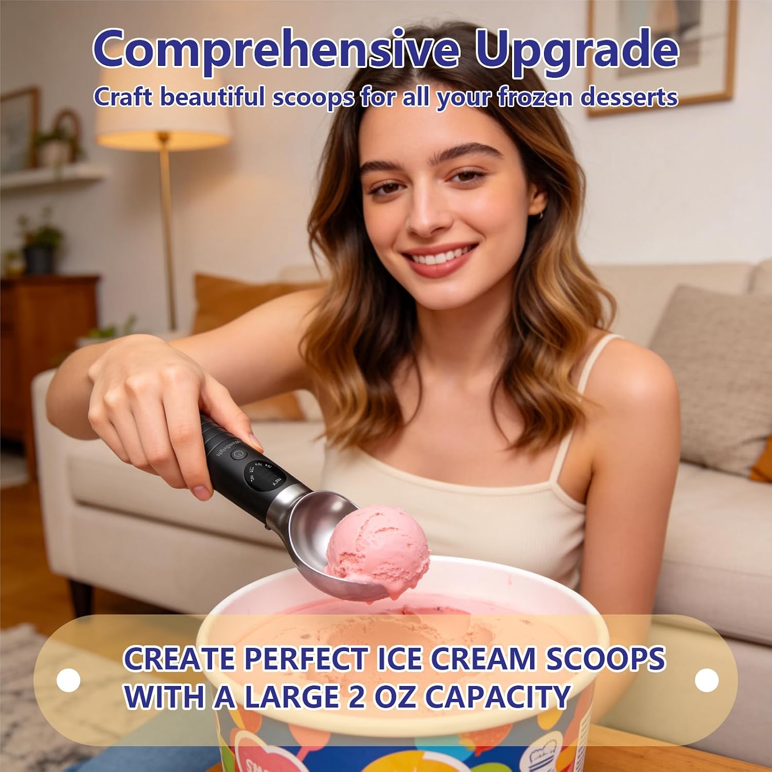 Heated Ice Cream Scoop Rechargeable Electric with 4-Level Heat 100-160℉