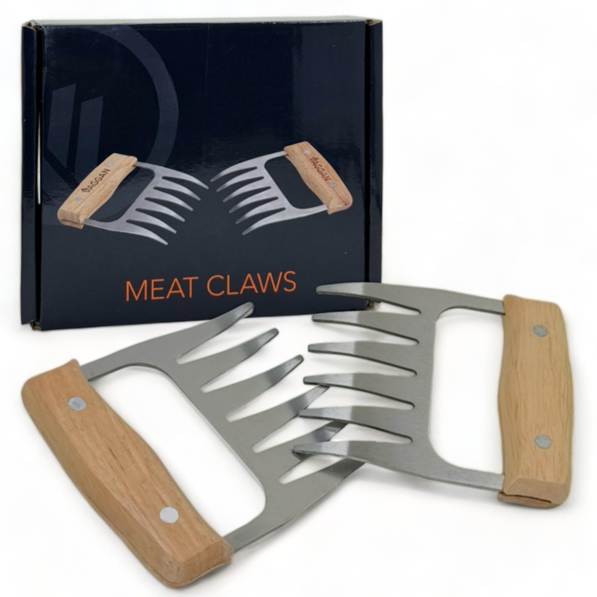 MIJOMA Set di 2 artigli in acciaio inox pulled pork – tritacarne con manico in legno – ideale per barbecue americano e utensili da cucina – sicuro e facile da maneggiare – 11 x 12 cm