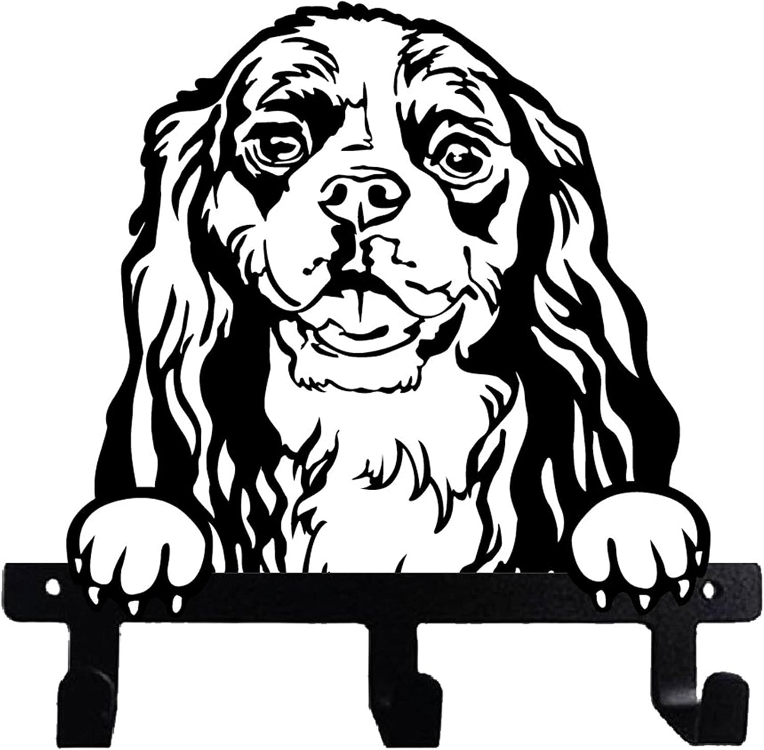 Cavalier King Charles Spaniel Silhouette Design Metal Wall Hook for Leash Keys Towel Kitchen Mudroom Bedroom Bathroom (Peekaboo)