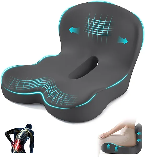 Seat Cushion, Office Chair Cushions for Lower Back Tailbone Protect, Seat Cushions for Office Chair with L-Shaped Ergonomic Design, Memory Foam Chair Cushion for Long Sitting Office Worker(Dark Gray)