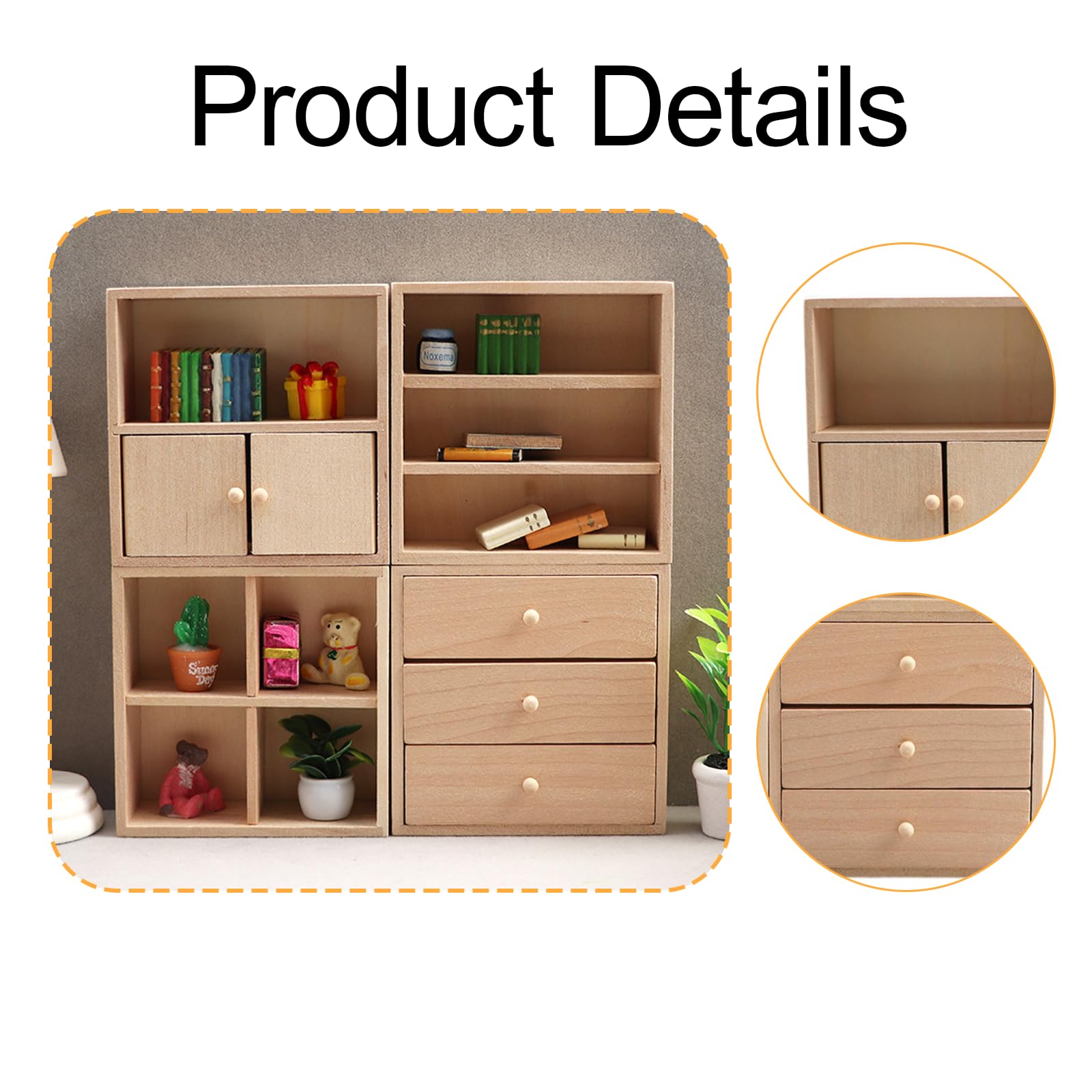 Fenteer Mini Mueble para Casa de Muñecas con Estante Expositor Y Cajón para Accesorios