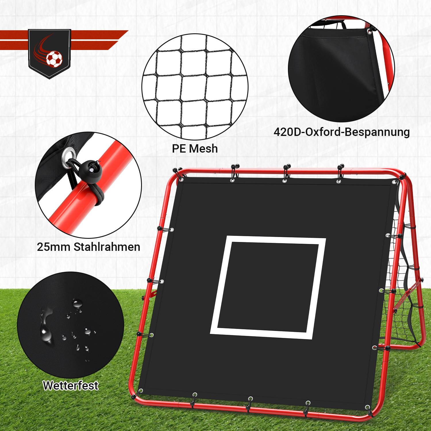 Fußball Rebounder Rückprallwand Netz,Kickback klappbar Rebound-Netz mit Ziel für Training Sports, Metallrohr/PE Gewebe, Baseball Basketball Prellwand
