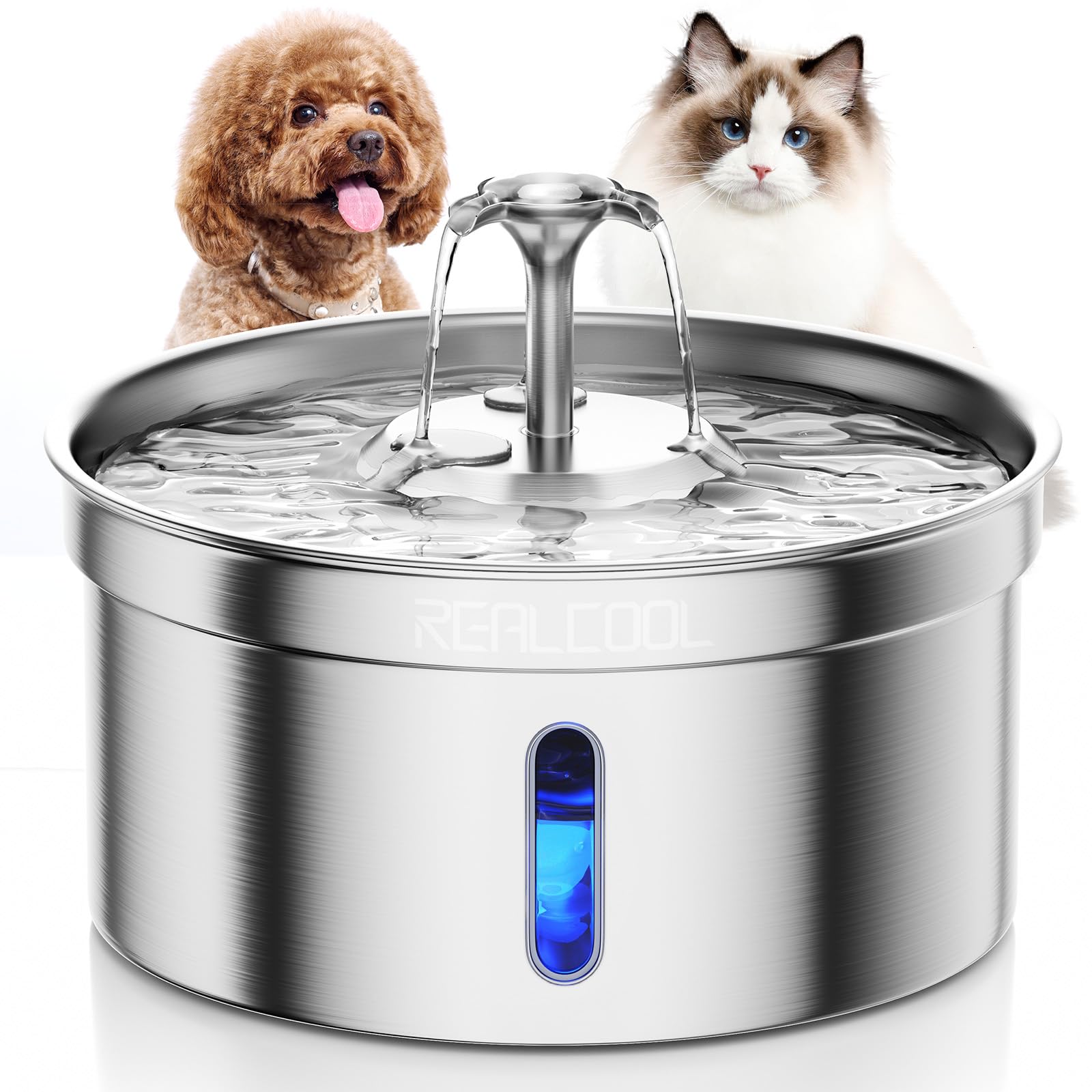 Cat Water Fountain Stainless Steel 4L/132oz,Large Capacity Pet Water Fountain for Cats Inside, Automatic Dog Water Dispenser with Quiet Pump, Suitable for Multi-pet Households
