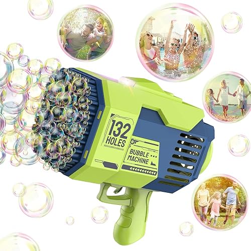 Pistola de burbujas Pistola de burbujas de 132 agujeros, soplador de burbujas con luces coloridas, juguetes de verano para niños pequeños y