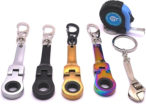 Llavero de llave de trinquete de 0.394 pulgadas (bono gratis llavero de juguete) (todos los 4 + llave + cinta)