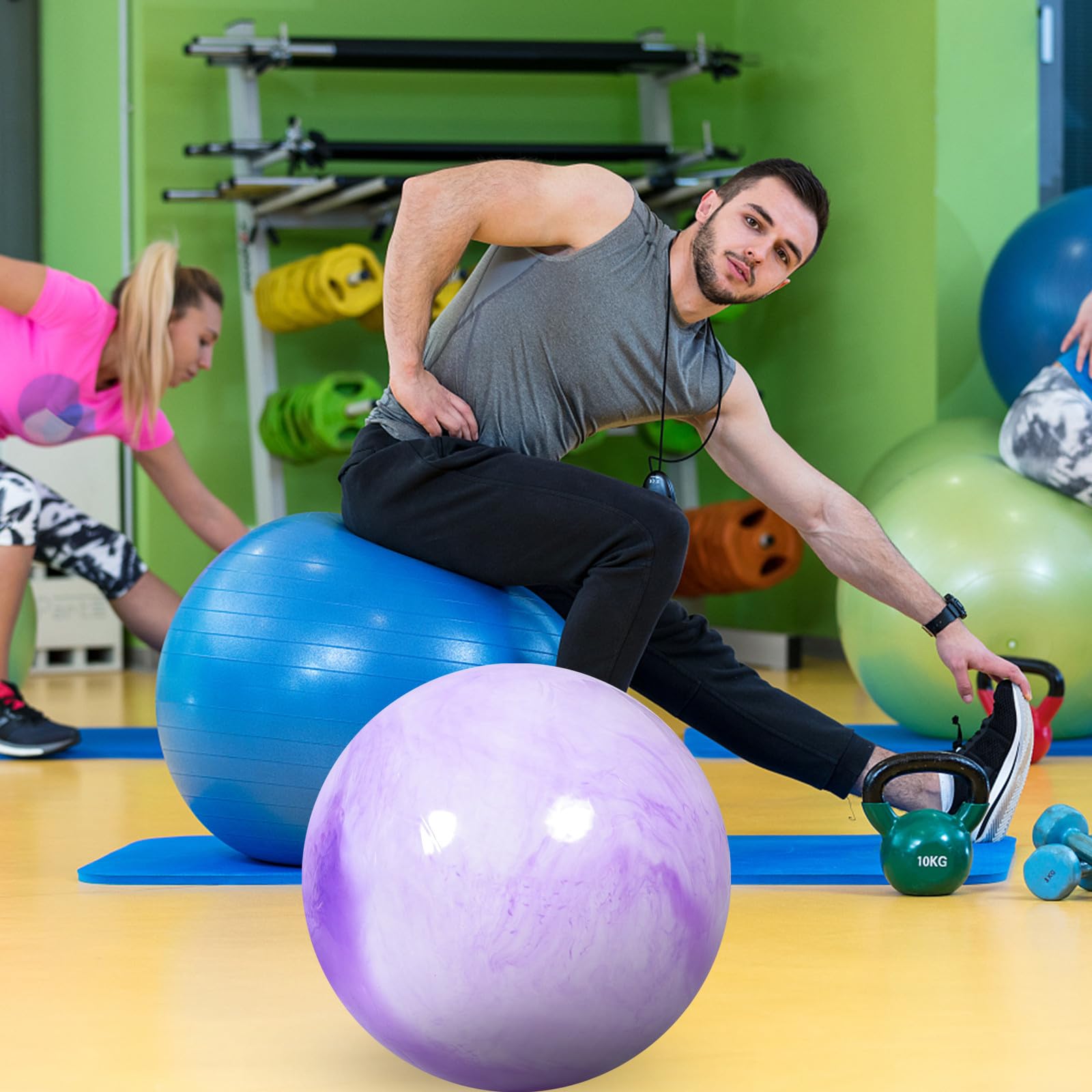 YARNOW 2 Stück 65cm Gymnastikbälle aus PVC mit Marmor Design Stabiles Material Leichte Hüpfbälle zur Schwangerschaft für Krafttraining Geeignet