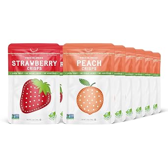 Natures Turn Freeze-Dried Fruit Snacks, Strawberry and Peach Crisps, Pack of 12 1.2 oz Each