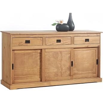 IDIMEX Savona Sideboard with 3 Doors and 3 Drawers Solid Wood Oak Colours Buffet Cabinet Cupboard Solid Wood