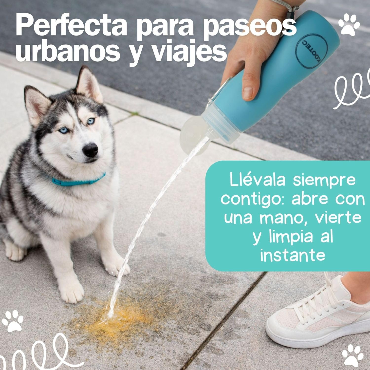 Botella Pipi Perros Silicona Plegable 400ml + Mosquetón + Goma Elástica + Cinta Ajustable 18cm | Botella Pipi Perros Calle con Chorro a Presión Controlable Antigoteo y Portátil (Verde Menta)