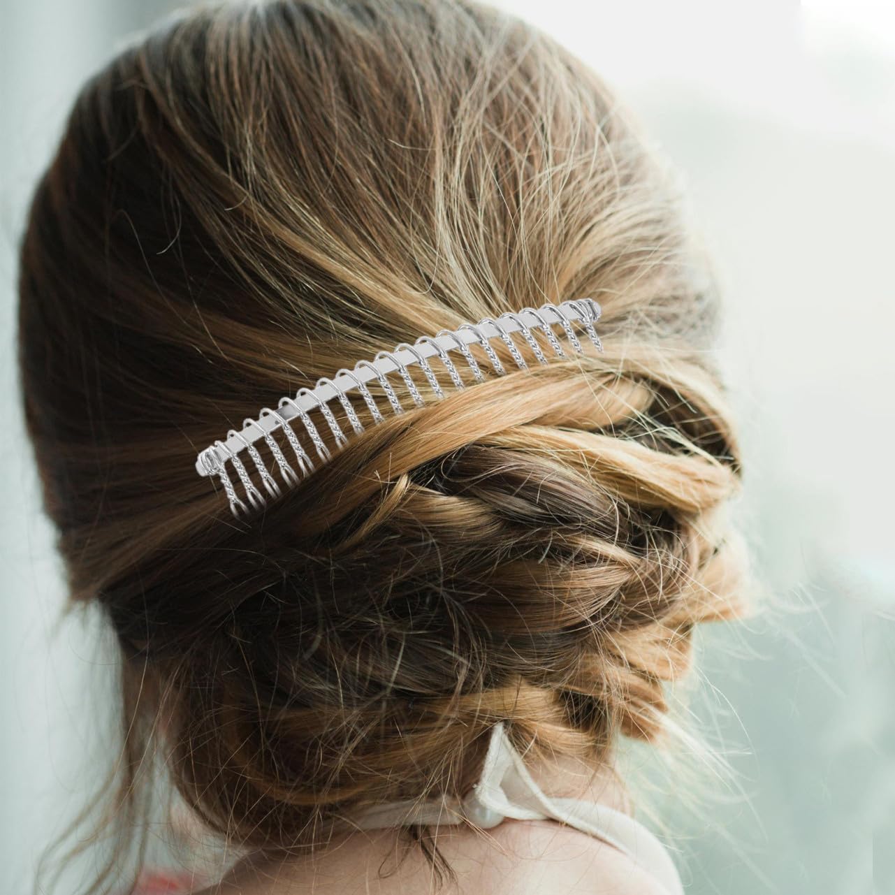 Amazon.com : LIFKOME 20 Tooth Silver Metal Hair Comb Wedding  display picture 3