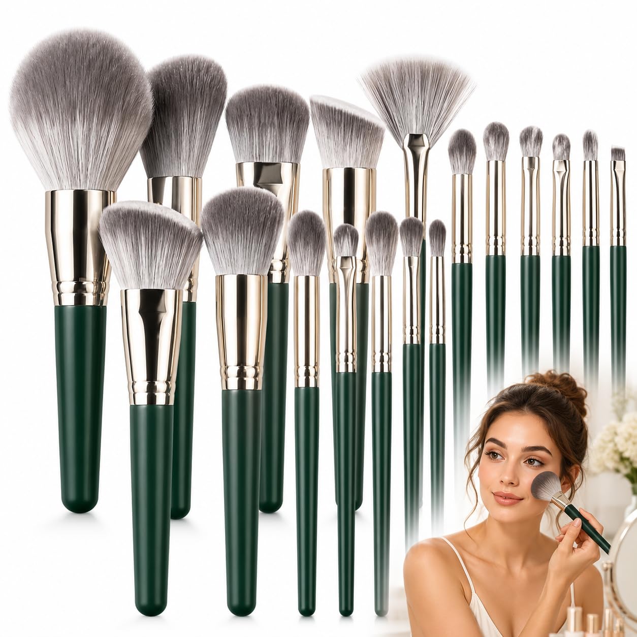 Makeup Brush Set 14-Piece - Soft Synthetic Bristles for Full Face & Eyes, Premium Makeup Tools for Foundation, Eyeshadow, Blush & Contour
