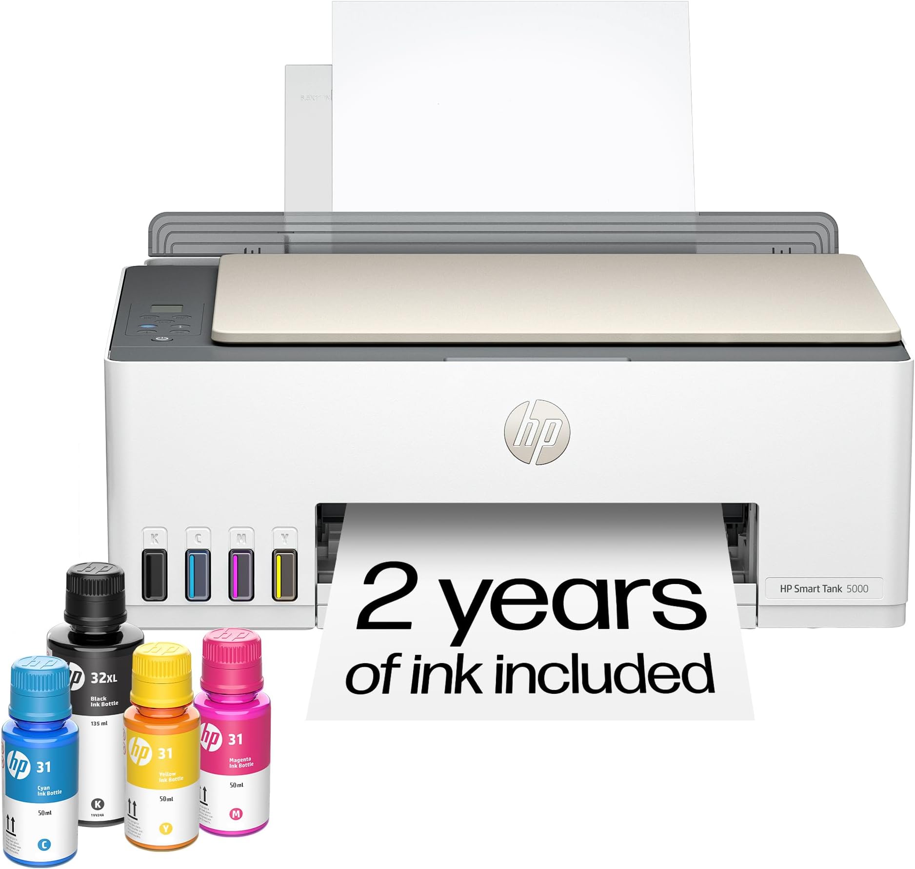 HP Smart Tank 5101 Wireless All-in-One Ink Tank Printer with 2 years of ink included, Print, scan, copy, Best for home, Refillable ink tank (1F3Y0A)