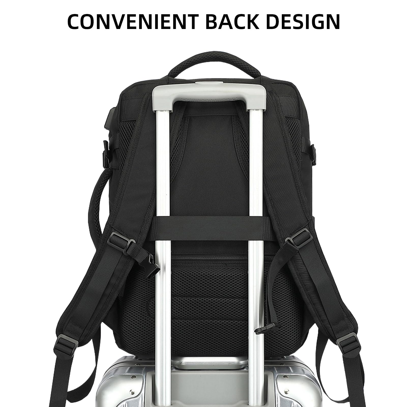 AUMTISC Zaino per computer portatile, 22 – 38 l, regolabile, grande capacità, borsa da viaggio per affari, laptop fino a 15,6 pollici