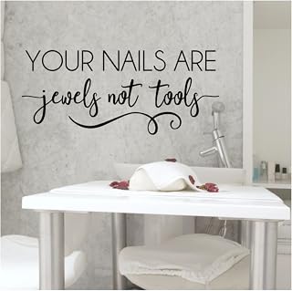 Nails are Jewels Not Tools Nail Salon Quote, Beauty Salon Wall Decal, Manicure Decor, 24"X12" Black
