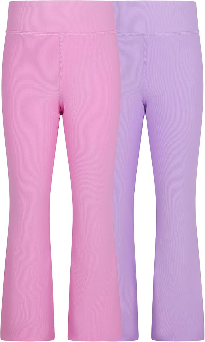 Yogalicious - Pack de 2 pantalones acampanados de canalé para niñas pequeñas