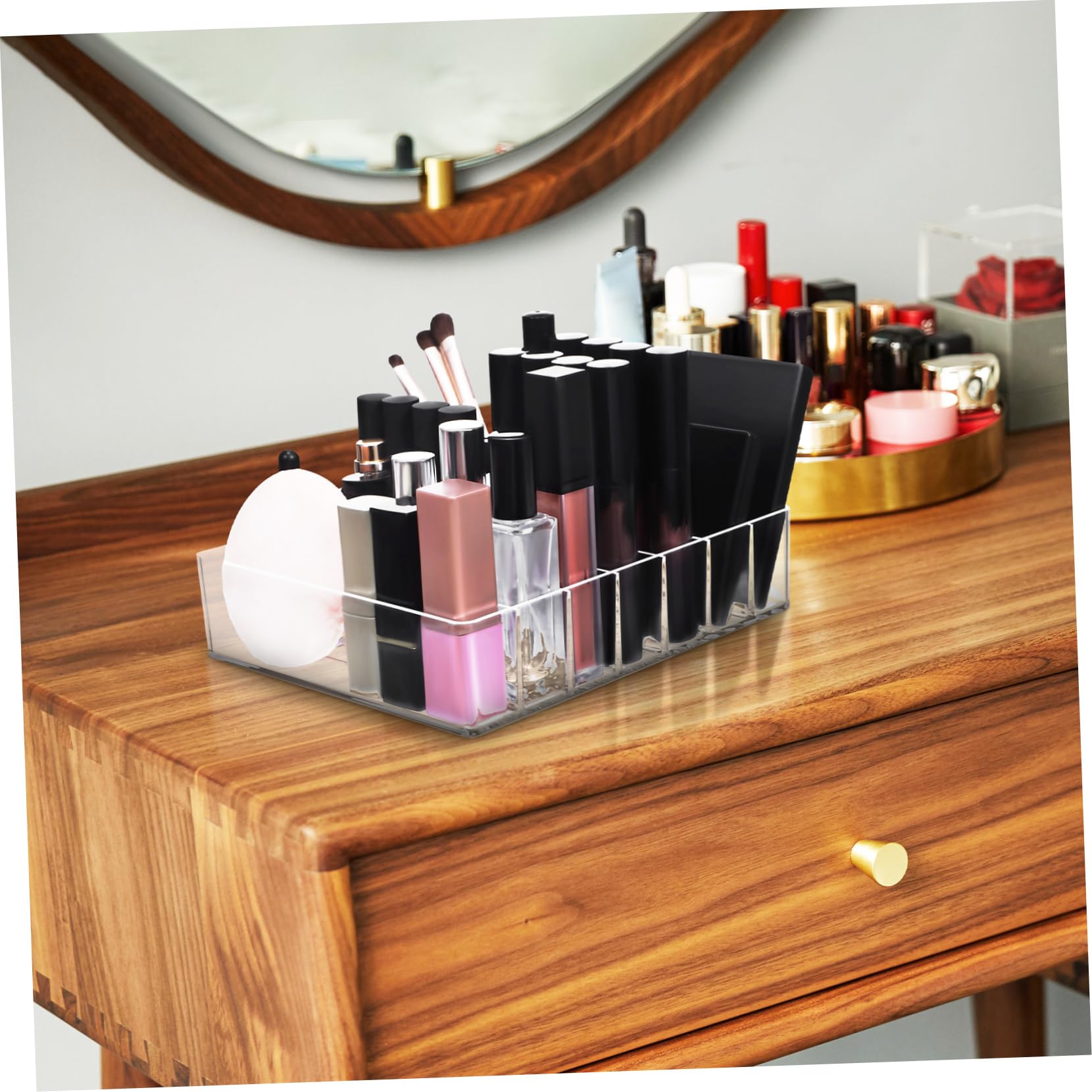 Anneome Lidschattenpaletten Organizer Moderner Make Up Organizer aus Acryl 2 Stück mit 7 Fächern mit Flachem Boden Vielseitig für Schubladen