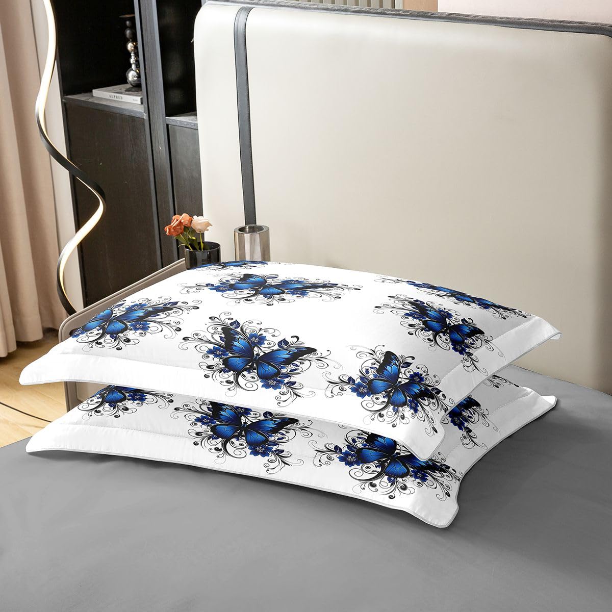 Homewish Romantyczne motyle podwójna poszewka na kołdrę zestaw kawaii kwiatowy bawełna pościel niebieski czarny motyl poszewka na kołdrę tajemniczy owad kwiaty zestawy łóżek