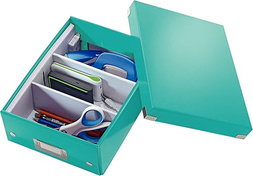 Vista 87 de Leitz Caja de almacenamiento A5, rango de clic y tienda 60430001 - Caja de almacenamiento pequeña, blanca A5 Azul (Ice Blue)