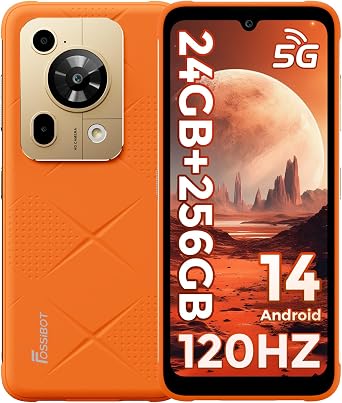 FOSSIBOT F112 Pro 5G Rugged Phone, 24GB+256GB Cell Phone Orange. | 6.88" FHD+120Hz,MTK Dimensity 6300+, 7150mAh,50MP, SIM T-Mobile, IP68/IP69K