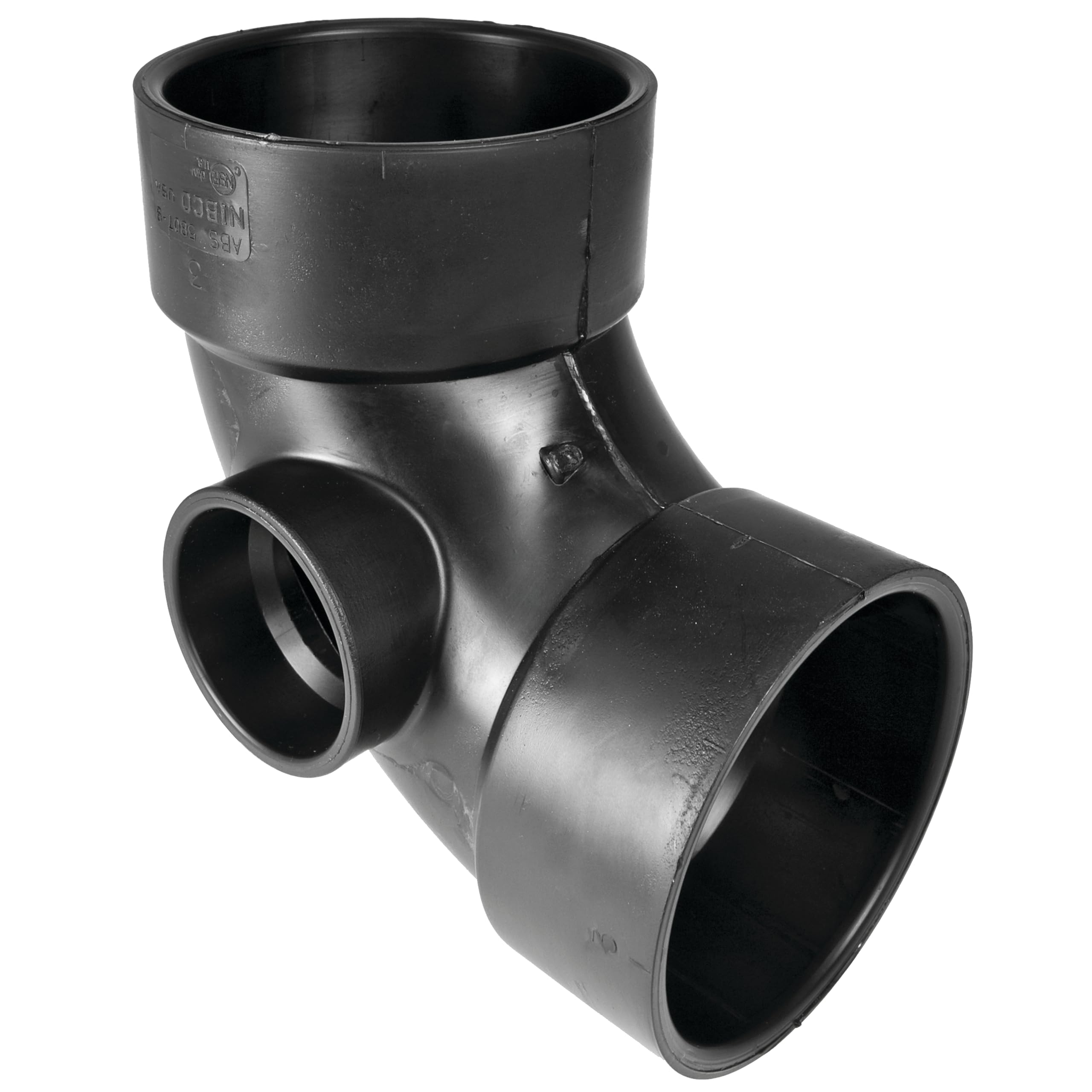 NIBCO Fig No 5807-9, 3 in. x 3 in. x 1-1/2 in. All Hub ABS DWV 90 Degree Elbow with Side Inlet