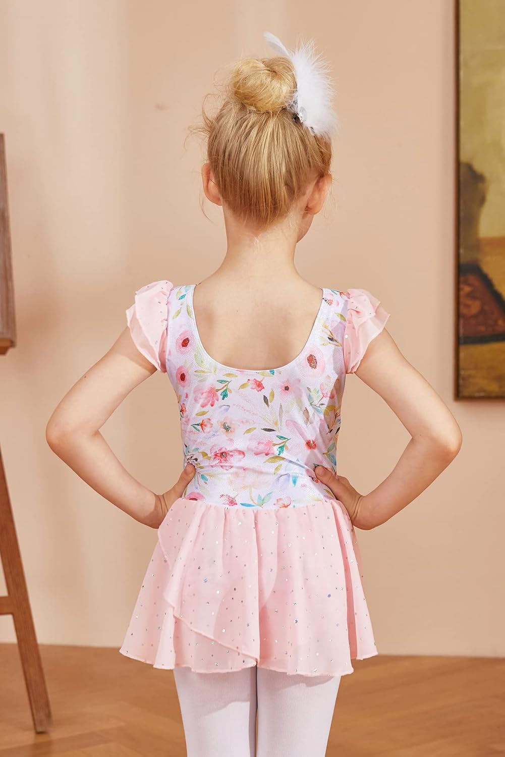 Arshiner Girls Ruffle Sleeve Ballet Dance Dress Tutu Skirted Leotard - Image 4