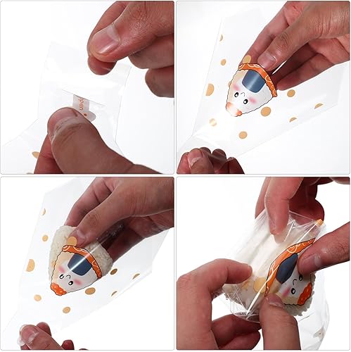 Miniatura 5 de iplusmile Bolsas triangulares de Onigiri, 100 bolsas de plástico para arroz, bolsas japonesas de fácil desgarro para el hogar, restaurante, bar de