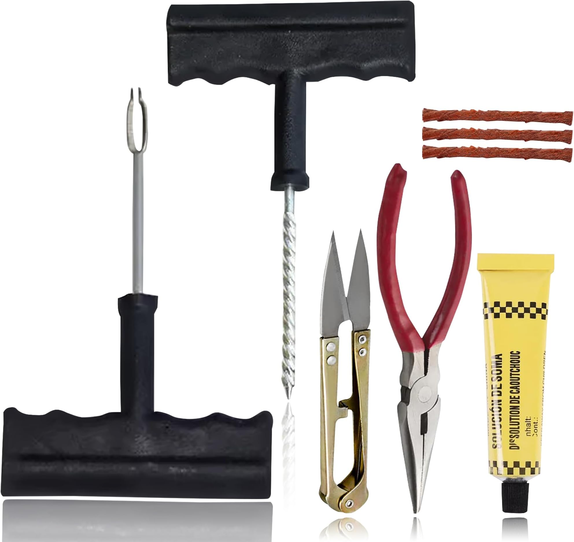 OTO2EYEComplete Tubeless Tyre Puncture Repair Kit with Plier, Cutter, Solution and Puncture Repair Strips for Car, Bike, SUV, & Motorcycle Tubeless Tyre Puncture Repair Kit 5 Stirps