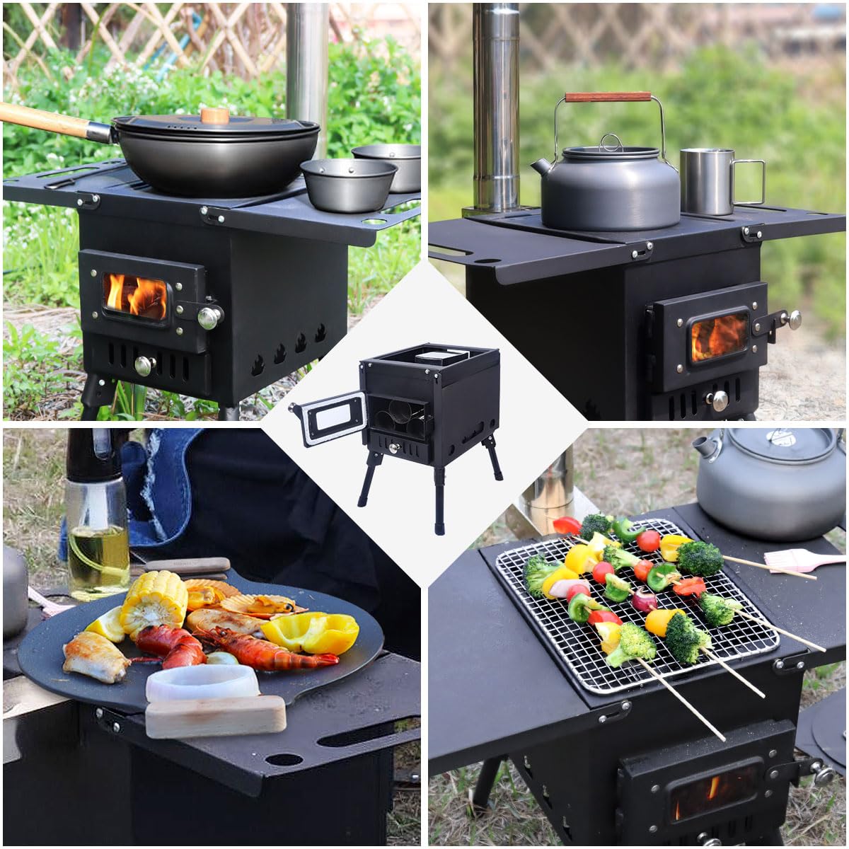 Réchaud De Camping En Plein Air Avec Cheminée Fendue, Poêle à Bois