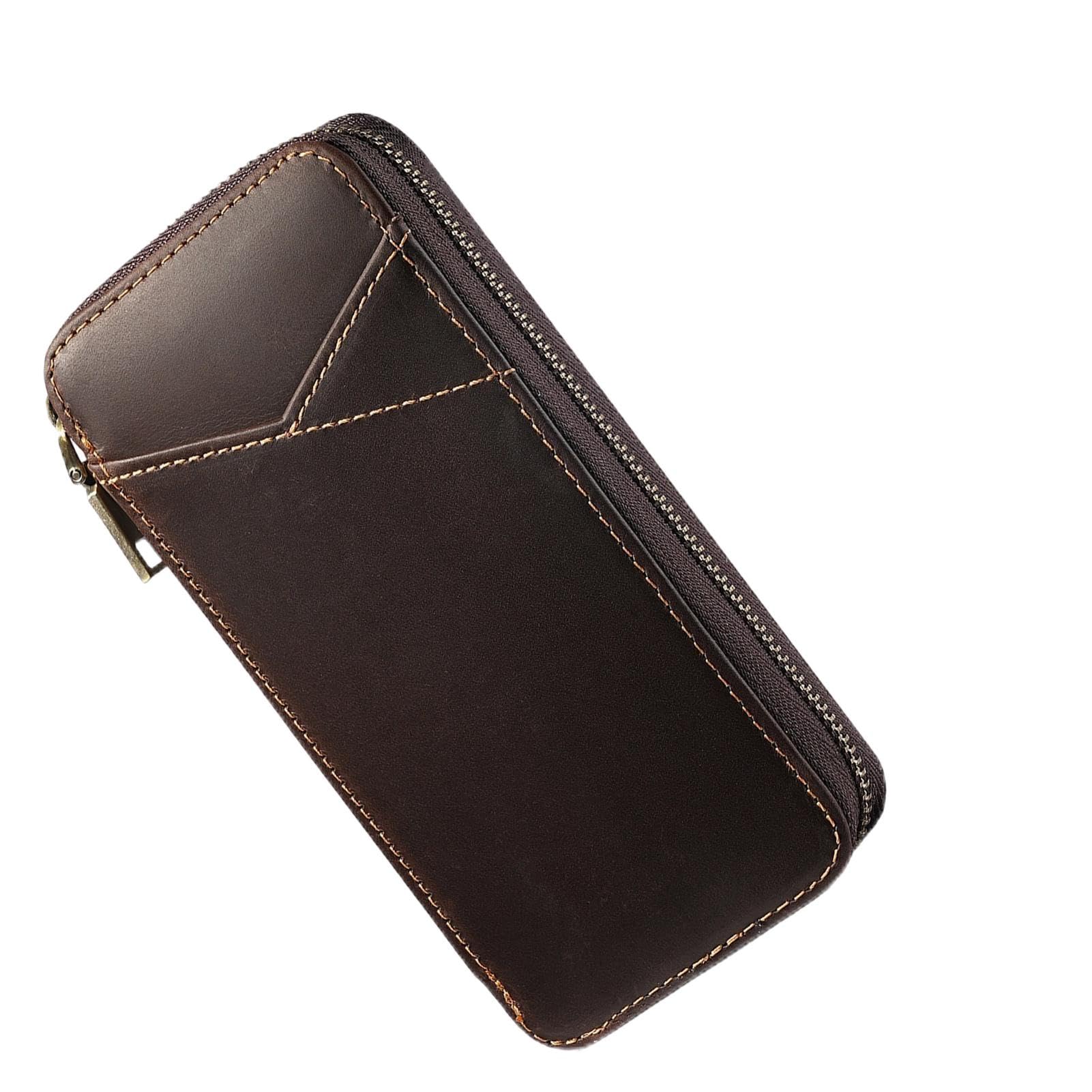 Astuccio in pelle - scomparti Zip Cancelleria, Caff,