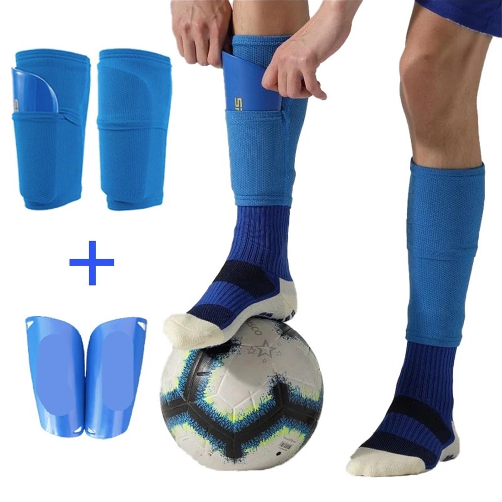 Protege Tibia A Set Soccer Shin Guard Adults Socks with Pocket Shields Legging Cover Sleeves Protective Gear