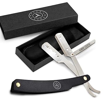 Amazon Com Best Shavette Straight Razor Replaceable Blade Straight Razor Aluminum Handle Shavette No Stropping Honing Needed Great Starter Blade Hygienic Close Shave Leather Case Black Beauty Personal Care