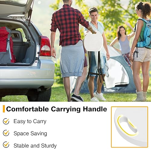 Miniatura 5 de TAVR Furniture Silla plegable portátil con asa, taburete plegable redondo resistente con capacidad de 500 libras para adultos, taburete plegable de