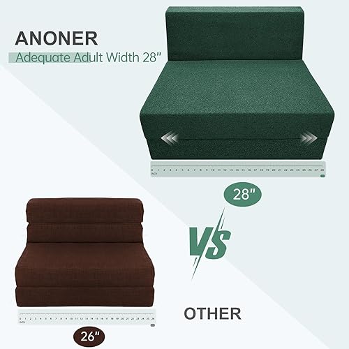 Miniatura 5 de ANONER Sofá plegable de espuma viscoelástica convertible con almohada, diván para sala de estar, dormitorio y apartamento, oficina, color gris oscuro