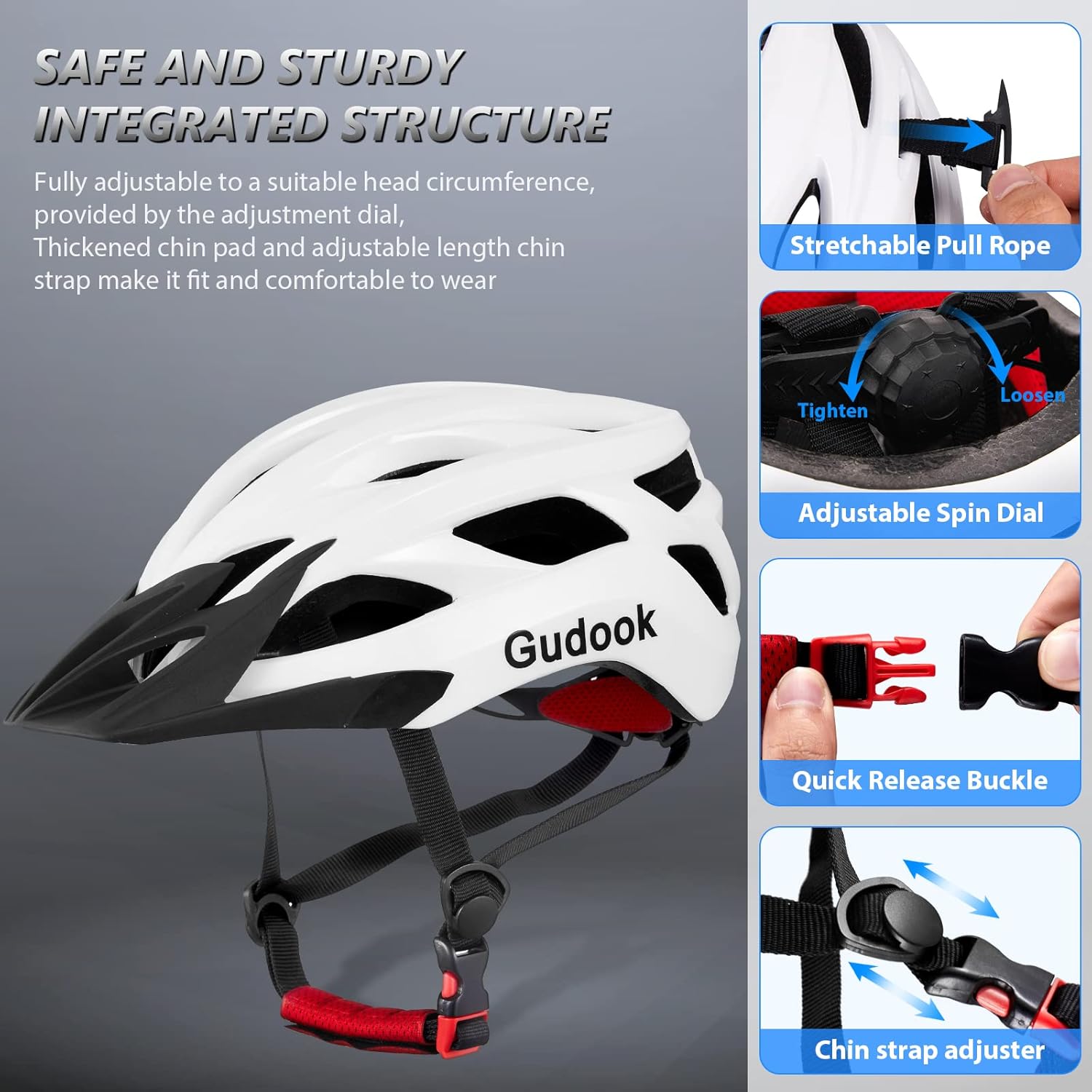 Bike Helmets for Men - Women Bicycle Helmet Adult - Certified Lightweight Comfort Adjustable Cycling Helmet with Detachable Visor for Mountain Road Biker - Image 4