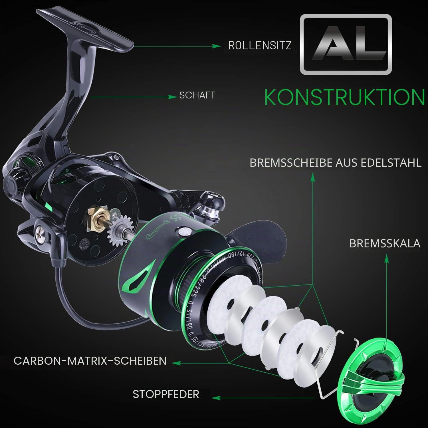 Sougayilang Spinning Angelrolle Leichtgewicht 6,2: 1 Hochgeschwindigkeits-Übersetzungsverhältnis mit 12 + 1 rostfreier BB- und CNC-Aluminiumspule für das Süßwasser- und Salzwasserfischen