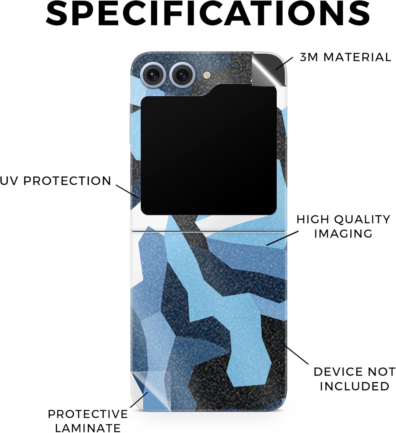 Glossy Glitter Phone Skin Compatible with Samsung Galaxy Z Flip 6 - Sky Camouflage - Premium 3M Vinyl Protective Wrap Decal Cover - Easy to Apply | Crafted in The USA by MightySkins