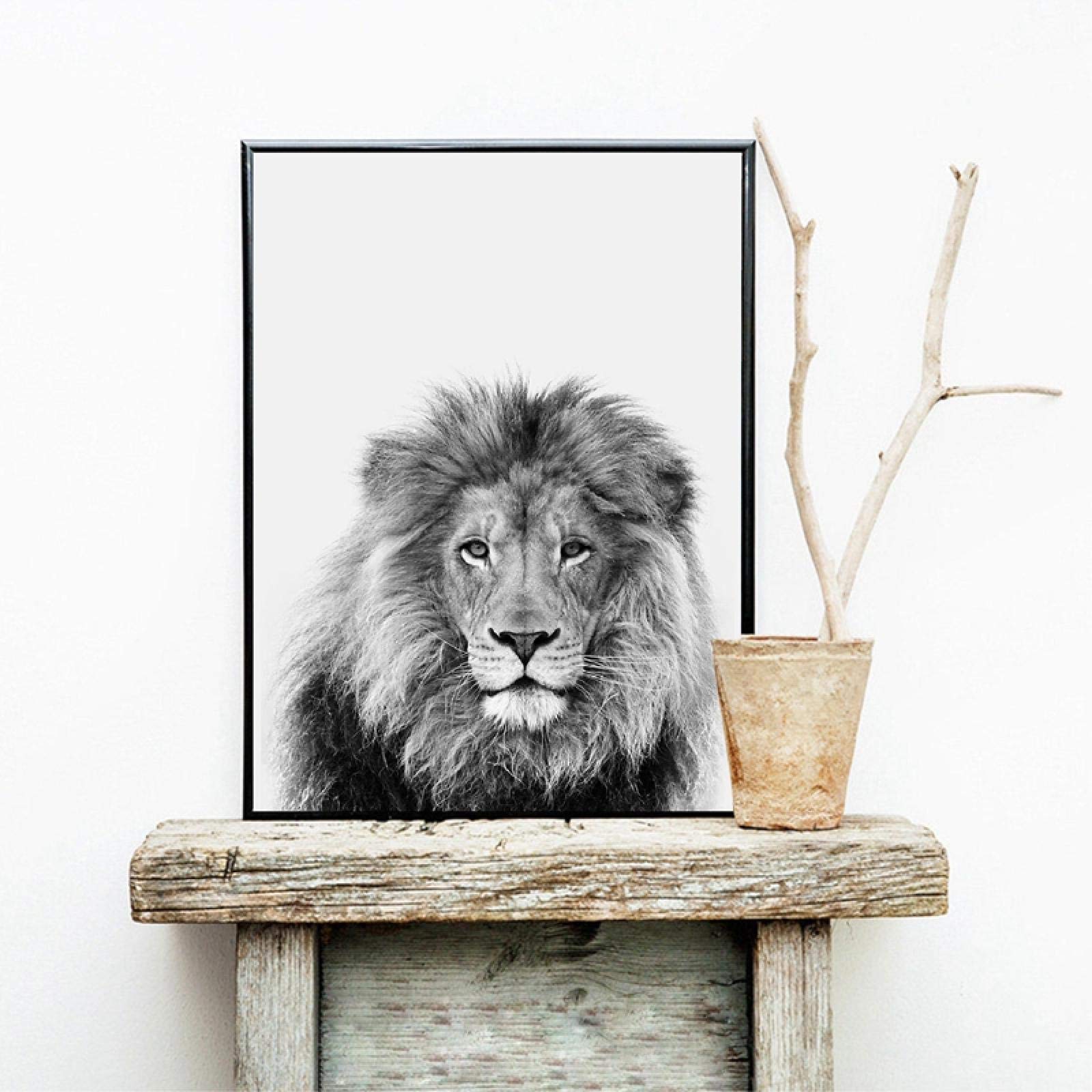 Amazon.co.jp: ブラックホワイトアニマルライオンアートデコレーション  