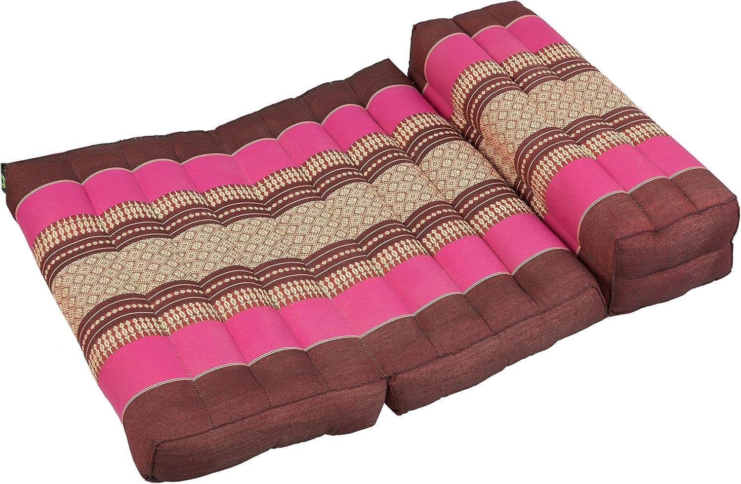 GABUR Kapok Dreams ™ Foldable Meditation Cushion, 100% Kapok Zafu/Zabuton, Thai Design Berry Colours (Burgundy/Pink)