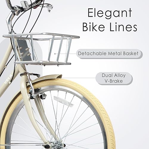 Miniatura 4 de AVASTA Vela - Bicicleta híbrida para mujeres adultas, mujeres, ligera, paso a través de 26 pulgadas, marco de acero de alta resistencia, bicicleta