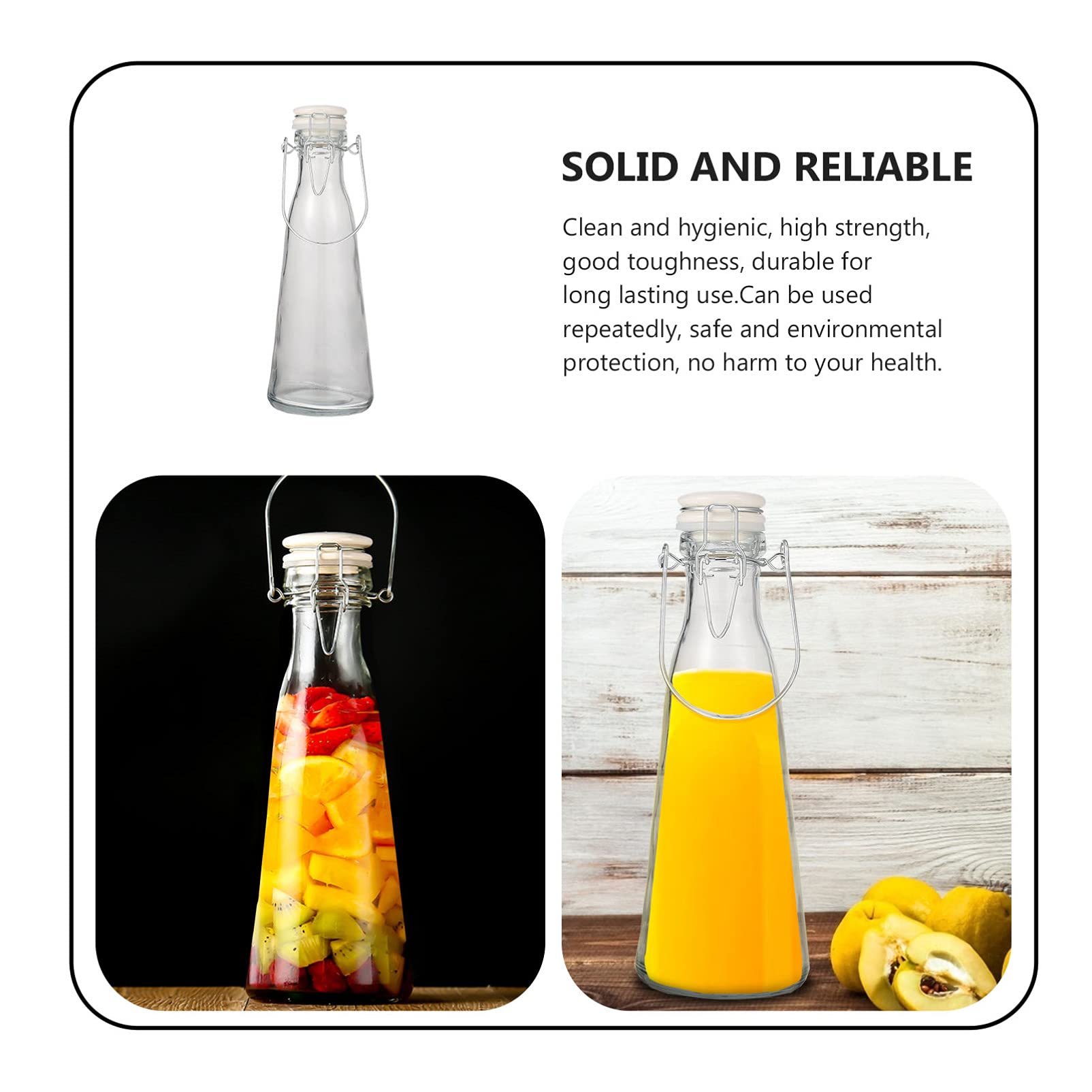 DOITOOL 2pcs Transparent Glass and Juice Bottles with Stopper Reusable Containers for Beverages Washable