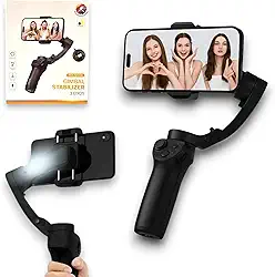 Estabilizador Celular Gimbal PEI M01 Suporte para Smartphone 3 Eixos, I.A., Rastreamento Facial, LED, Timelapse, Controle por Gestos, Tripe, Compatível iPhone, Android; (Preto)